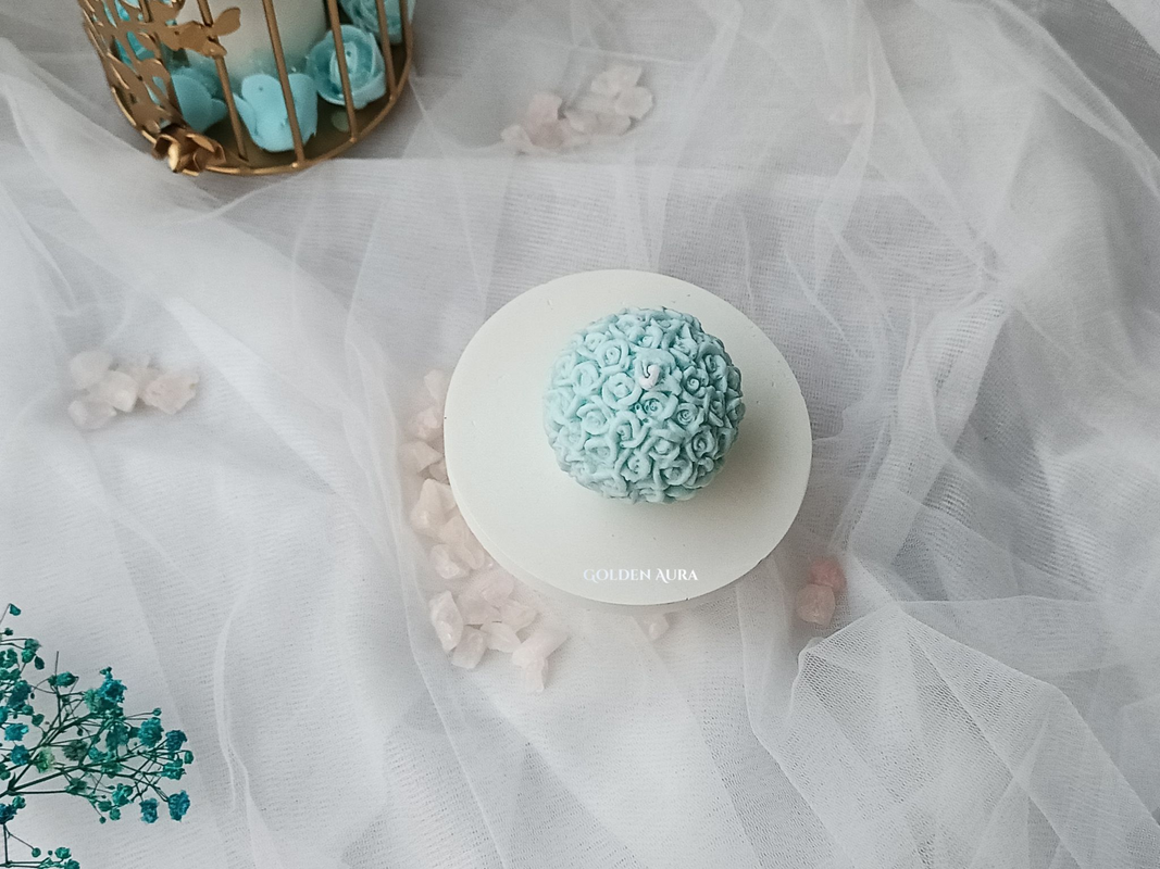 Rose Ball Candle In Baby Blue (set of 2)